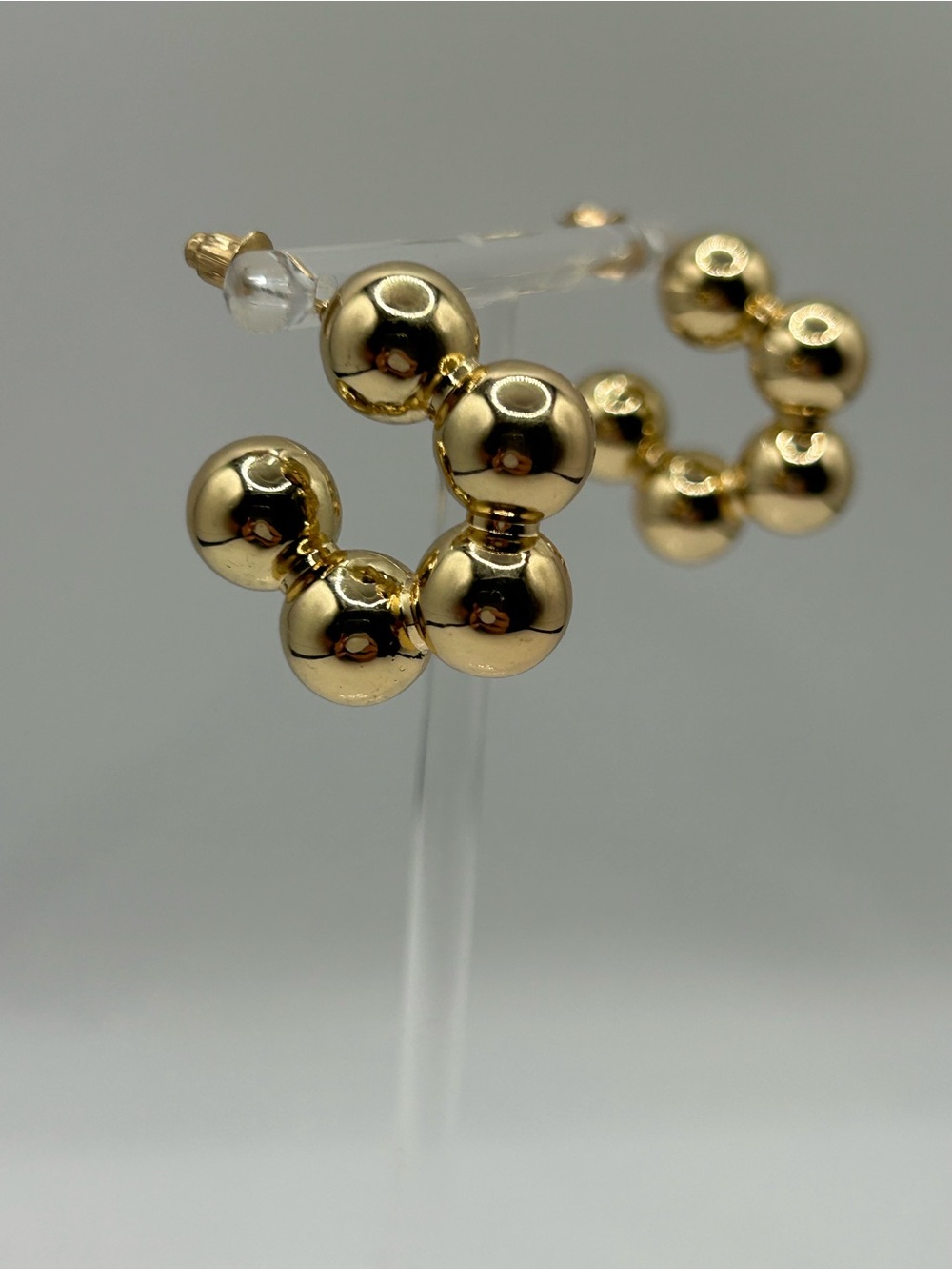 Gold plated Bead Cluster Hoop Earrings - Women Jewelry